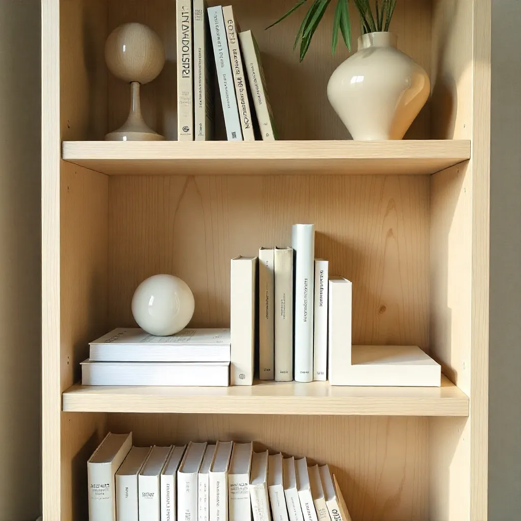 Detailansicht einer handgefertigten Buchstütze mit natürlicher Holzstruktur