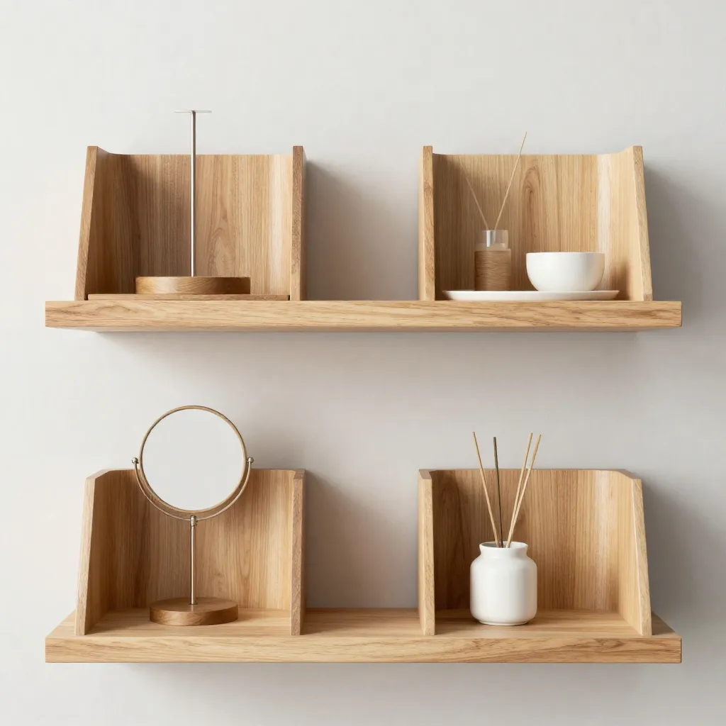 Buchstützen in verschiedenen Materialien nebeneinander angeordnet