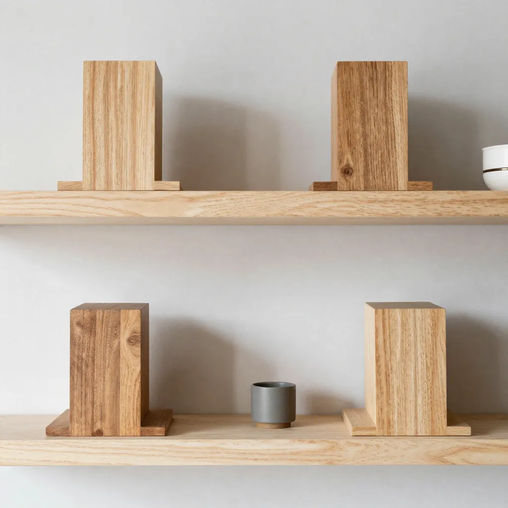 Nordische Kollektion Buchstützen-Set mit natürlichen Holztönen