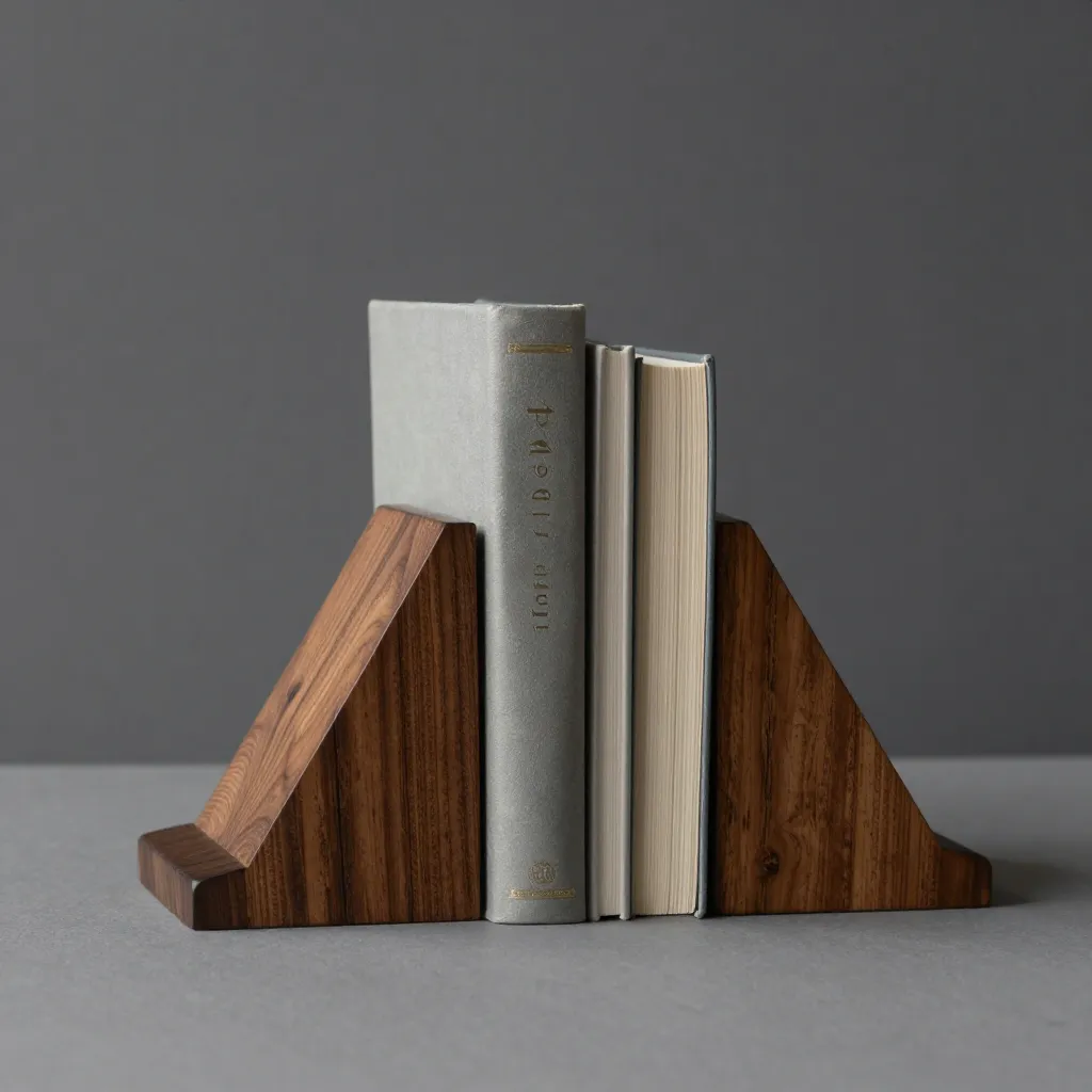 Stilvoll arrangiertes Bücherregal mit dekorativen Buchstützen