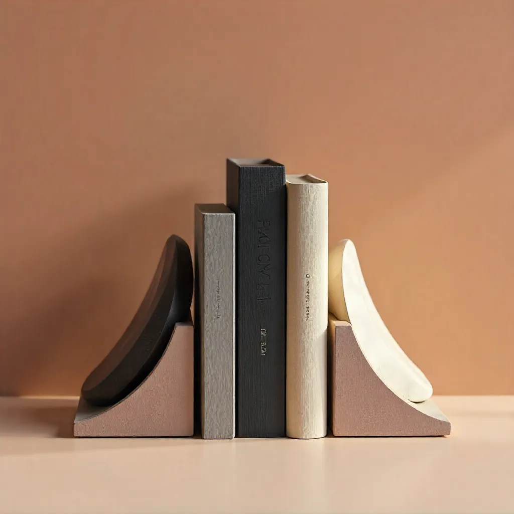 Bücherregal mit verschiedenen Styling-Konzepten und Buchstützen